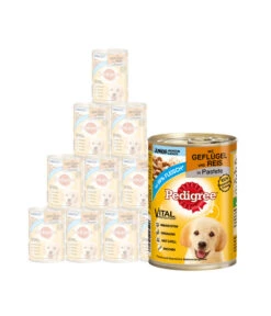 Pedigree® Nassfutter Für Hunde Junior, Geflügel & Reis, 12 X 400 G