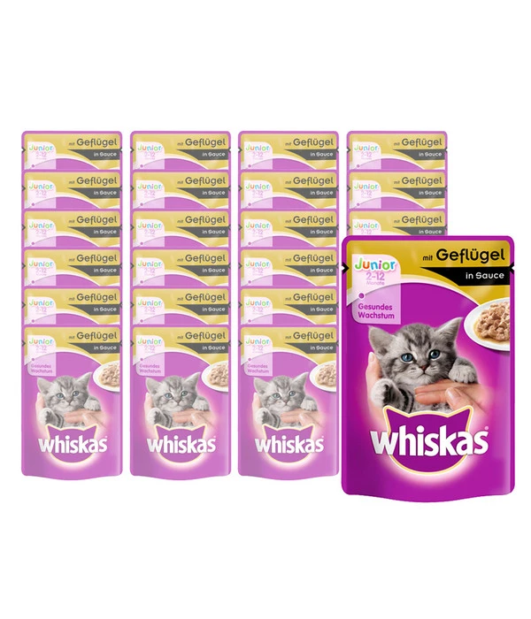 Whiskas® Nassfutter Für Katzen Junior, Geflügel In Sauce, 24 X 100 G 1 Whiskas® Nassfutter Für Katzen Junior, Geflügel In Sauce, 24 X 100 G
