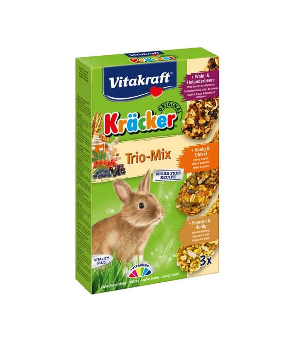 Vitakraft® Nagersnack Kräcker® Trio Mix, Waldbeere, Honig & Popcorn 1 Vitakraft® Nagersnack Kräcker® Trio Mix, Waldbeere, Honig & Popcorn