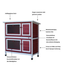 Dehner Kaninchenstall Landhaus, Mit Wärmedämmung, Ca. B114/H116/T57 Cm -Heimtier Verkauf 4045258 WE IG 002 DehnerLandhausrotmitwaeremedaemmung