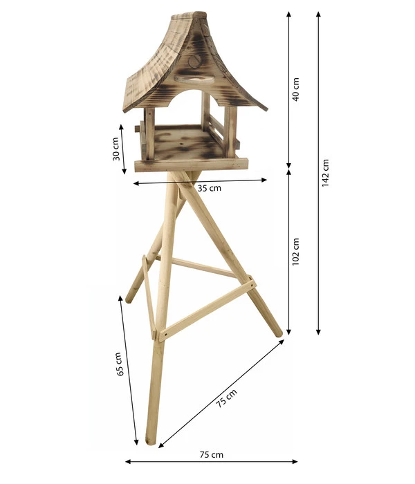 Dehner Natura Futterhaus Pagode, Geflammt, Inkl. Ständer, Ca. B75/H142/T65 Cm 2 Dehner Natura Futterhaus Pagode, Geflammt, Inkl. Ständer, Ca. B75/H142/T65 Cm – Bild 2