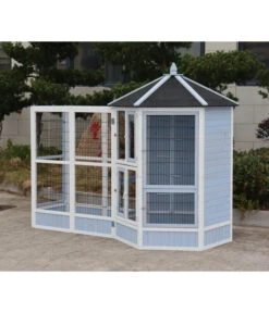 Dehner Vogelvoliere Santorini, Weiß/blau, Ca. Ø132/H180 Cm -Heimtier Verkauf 6640585 6941041 6941058 WE MO 002 MQVHSantoriniGehege 1