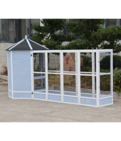 Dehner Vogelvoliere Santorini, Weiß/blau, Ca. Ø132/H180 Cm -Heimtier Verkauf 6640585 6941041 6941058 WE MO 005 MQVHSantoriniGehege 1