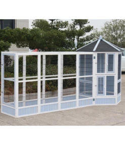 Dehner Vogelgehege Santorini, Weiß/blau, Ca. B116,4/H136/T60 Cm -Heimtier Verkauf 6640585 6941041 6941058 WE MO 006 MQVHSantoriniGehege