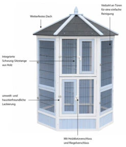Dehner Vogelvoliere Santorini, Weiß/blau, Ca. Ø132/H180 Cm -Heimtier Verkauf 6640585 WE IG 003 MQVoliereSantoriniHellblauWeiss