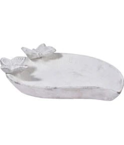 Dobar® Wildlife Vogeltränke Foglia, Keramik, Weiß, Ca. B37/H4,5/T28 Cm