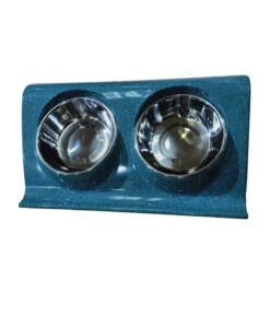 Dehner Doppel-Melaminnapf, Silber/blau -Heimtier Verkauf 6756373 WE D 001 MQMelaminDoppelnapfSilber