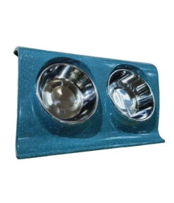 Dehner Doppel-Melaminnapf, Silber/blau