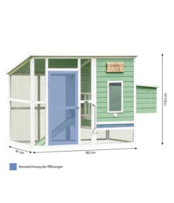 Dehner Hühnerstall Happy Farm Lotti, Hellgrün, Ca. B182/H119,5/T91 Cm -Heimtier Verkauf 6897052 WE BG 001 DehnerMarkenqualitaetHuehnerstallLotti