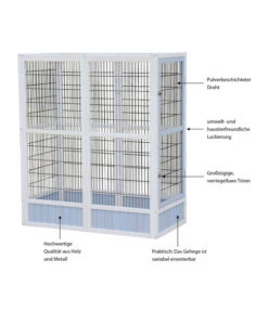 Dehner Vogelgehege Santorini, Weiß/blau, Ca. B116,4/H136/T60 Cm -Heimtier Verkauf 6941041 WE IG 003 MQVogelGehegeSantoriniHellblauWeiss
