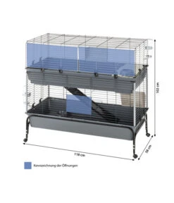 Ferplast Nagerheim Rabbit 120 Double, Grau, Ca. B118/H117/T58 Cm -Heimtier Verkauf 6953160 WE BG 001 FerplastNagerKRabbit120DoubleM